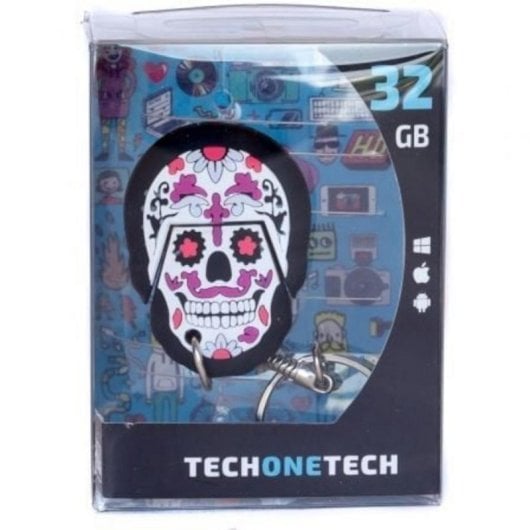 Pendrive Tech One Tech Calavera Pinky 32GB USB 2.0 Goma Personaje Colgable