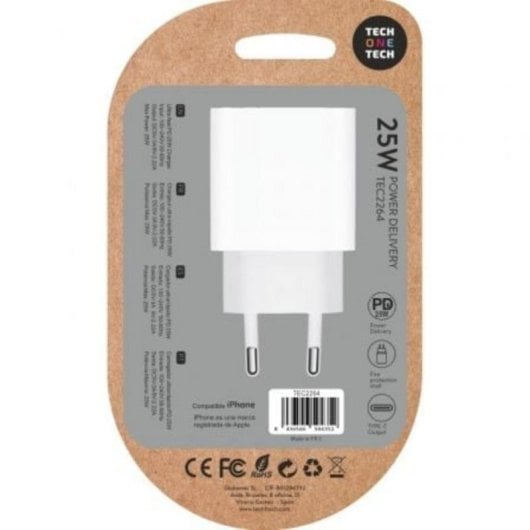 Carregador Tech One Tech TEC2264 USB Tipo-C 25W Branco Carregador Tech One Tech TEC2264 USB Tipo-C 25W Branco