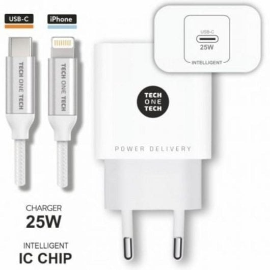 Tech One Tech TEC2265 PD 25W USB-C Lightning Weiß LadegerätTech One Tech TEC2265 PD 25W USB-C Lightning Weiß Ladegerät
