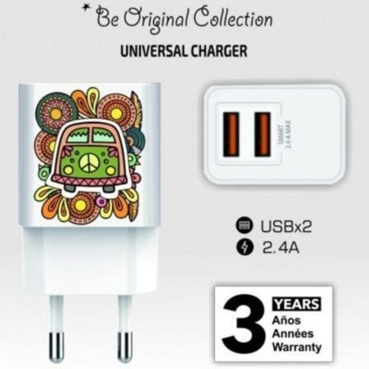 Cargador de Pared Tech One TEC2503 2xUSB 12W avec Sortie Intelligente