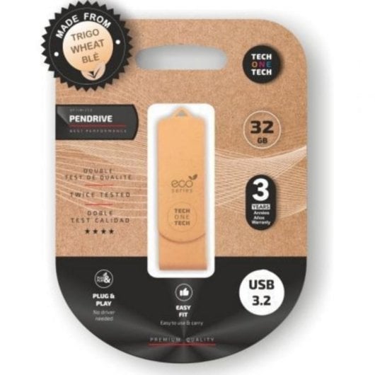 Pendrive 32GB Tech One Biodegradable USB 3.2 avec Vitesse Élevée