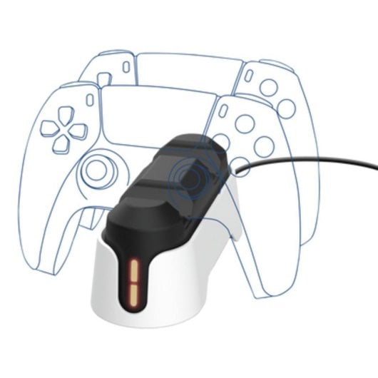 Base de carga Trust GXT 228 Dual para mandos PS5 doble carga USB-C ABS blanca y negra