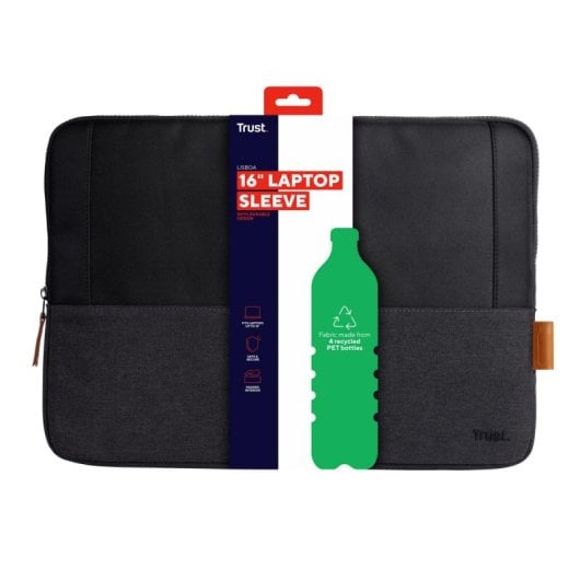 Funda Trust Lisboa 16" Ecológica Negra con Interior Acolchado