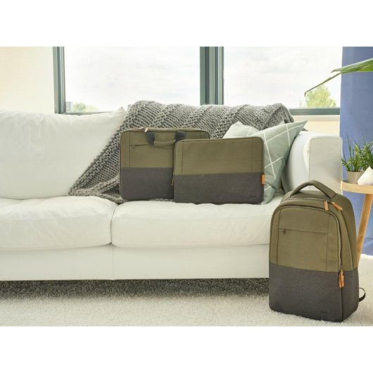 Funda portátil Trust Lisboa hasta 16" tejido reciclado acolchado impermeable verde elegante