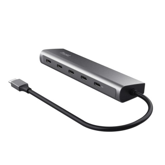 Hub Trust 5 puertos USB-C 5Gbps modelo Halyx con Power Delivery 100W y protección avanzada