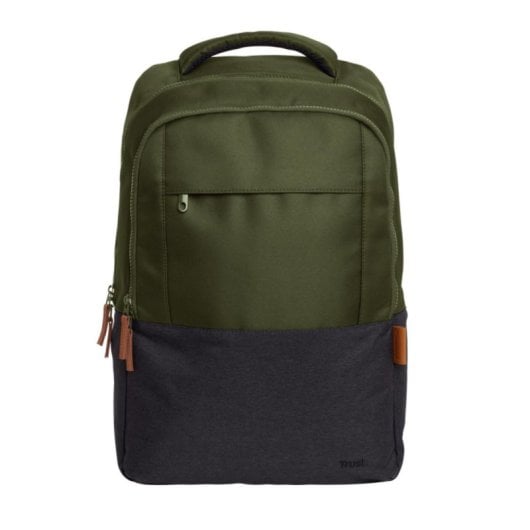 Mochila Trust Lisboa 16" 23L Verde Hecha con 12 Botellas Recicladas y Tres Compartimentos