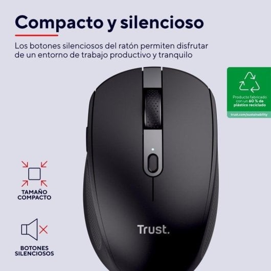 Mouse Trust Ozaa Compact Wireless Bluetooth RF 3200 DPI Nero Silenzioso