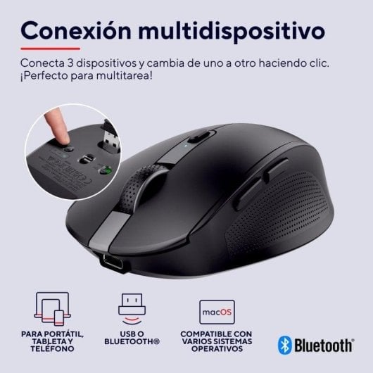 Mouse Trust Ozaa Compact Wireless Bluetooth RF 3200 DPI Nero Silenzioso