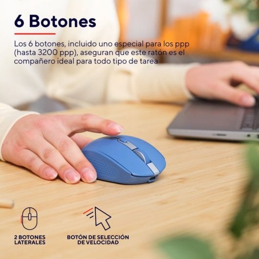 Trust Ozaa Rato Recarregável Compacto Sem Fios Bluetooth 3200 DPI com Botões Silenciosos Azul