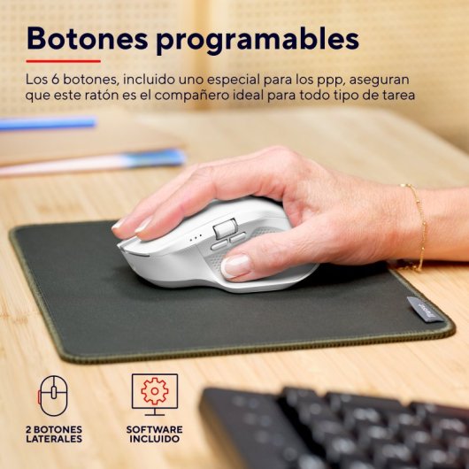 Trust Ozaa+ Rato Sem Fios Recarregável Multi-dispositivo com Botões Silenciosos 3200 DPI Branco