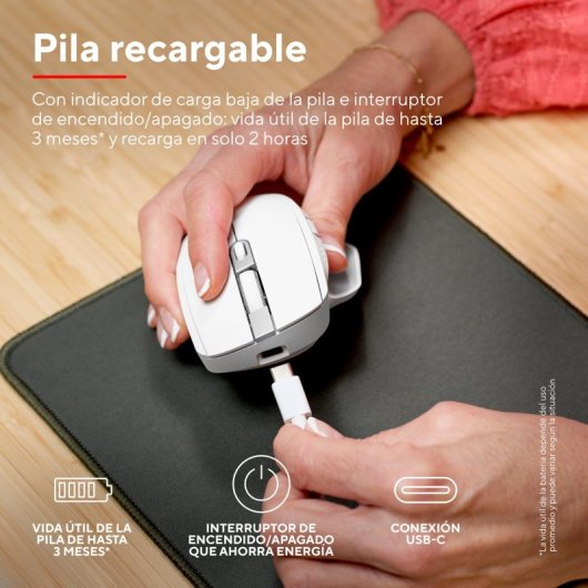 Trust Ozaa+ Rato Sem Fios Recarregável Multi-dispositivo com Botões Silenciosos 3200 DPI Branco