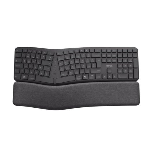 Teclado de membrana Trust Keyra Layout ES inalámbrico ergonómico multidispositivo negro