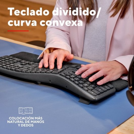 Teclado de membrana Trust Keyra Layout ES inalámbrico ergonómico multidispositivo negro