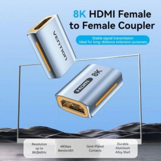 Adaptador HDMI Vention AIUH0 HDMI Hembra a Hembra 2.1 8K 60Hz 48Gbps