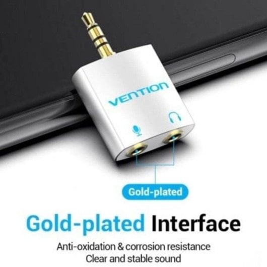 Divisor de Áudio Vention BDBW0 Jack 3.5 Macho para 2x Fêmea Alumínio Dourado