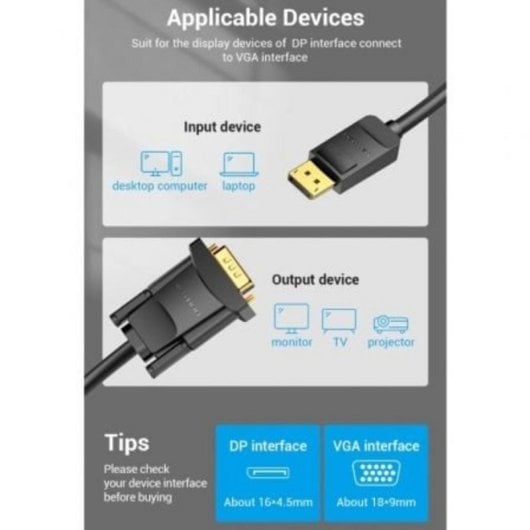 DisplayPort VGA Kabel Vention HBLBJ 5m Schwarz 1080p ANX9833 DisplayPort VGA Kabel Vention HBLBJ 5m Schwarz 1080p ANX9833