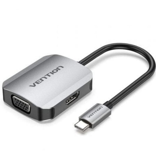 Adapter Vention TDIHB USB-C HDMI VGA 4K 1080p 15cm Aluminium Grau