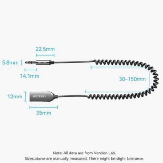 Receptor Bluetooth Vention NAIHG Bluetooth 5.4 USB-A Jack 3.5mm Micrófono Integrado