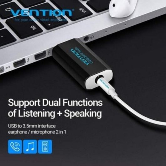 Soundkarte Vention VAB-S15-B USB Macho - 3,5mm Klinke Buchse Soundkarte Vention VAB-S15-B USB Macho - 3,5mm Klinke Buchse