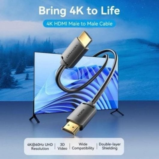 Cable HDMI Vention ALJBG 4K 1.5m Negro CCS PVC 30AWG OD 7.4mm