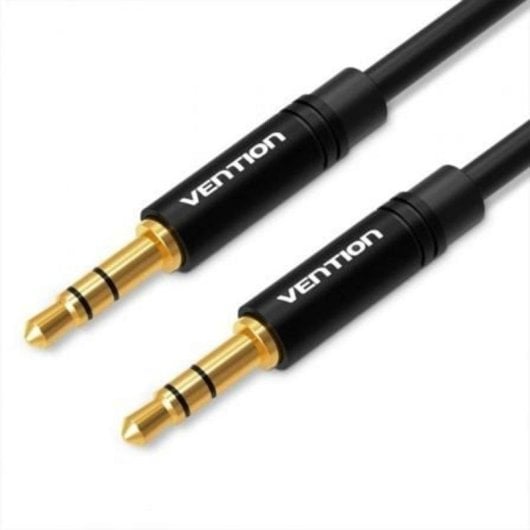 Cabo Áudio Vention BAKBF Jack 3.5mm Macho-Macho 1m Preto Ouro 24K Plug and Play
