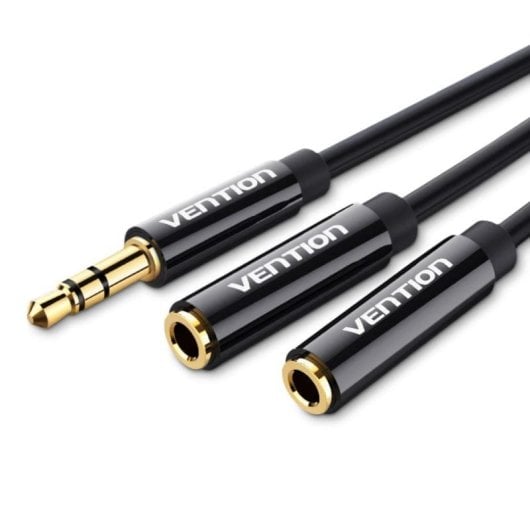 Cable divisor de audio Vention BBSBY Jack 3.5mm macho a 2x hembra 30cm TPE aluminio negro