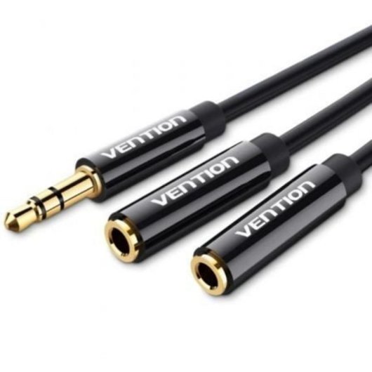 Cable divisor de audio Vention BBSBY Jack 3.5mm macho a 2x hembra 30cm TPE aluminio negro