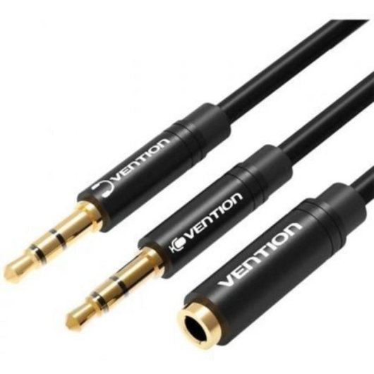Cable de Audio Vention BBUBY 2x Jack 3.5mm Macho Jack 3.5mm Hembra 30cm Negro
