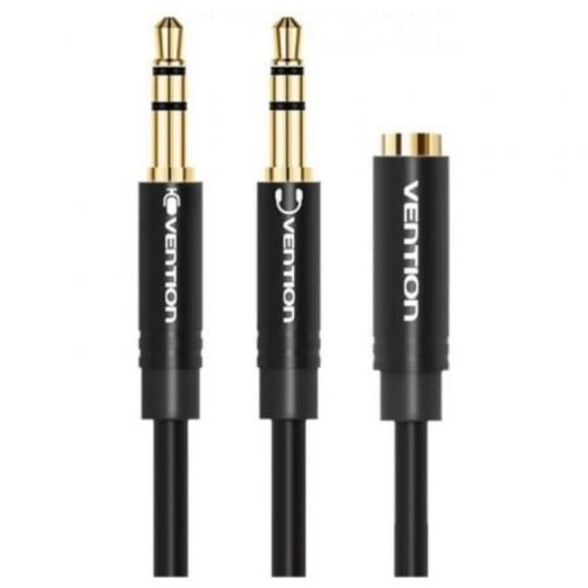 Cable de Audio Vention BBUBY 2x Jack 3.5mm Macho Jack 3.5mm Hembra 30cm Negro