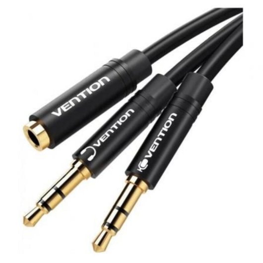 Cable de Audio Vention BBUBY 2x Jack 3.5mm Macho Jack 3.5mm Hembra 30cm Negro