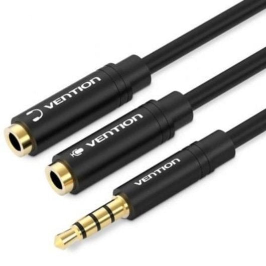 Cable Estéreo Vention BBVBY 30cm Jack 3.5 Macho a 2x Jack 3.5 Hembra Chapado en Oro