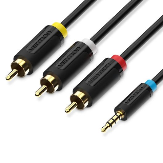 Cable estéreo Vention Jack 3.5 mm a 3 RCA macho 1.5 m negro