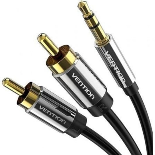 Câble Stéréo Vention BCFBL Jack 3.5 Male - 2x RCA Male - 10m - Noir