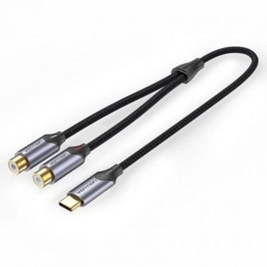 Cable conversor Vention BGVHG USB-C a 2 RCA Hembra 1.5m Gris chip Jieli 1279A Hi-Fi
