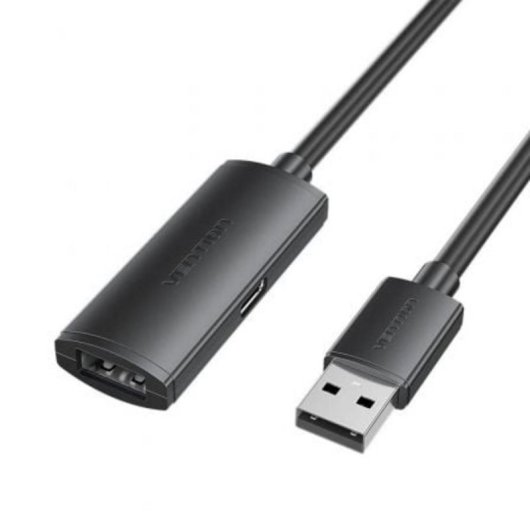 Cable Alargador USB 2.0 Vention CBKBJ 5m 480Mbps Macho-Hembra Blindaje Doble Negro