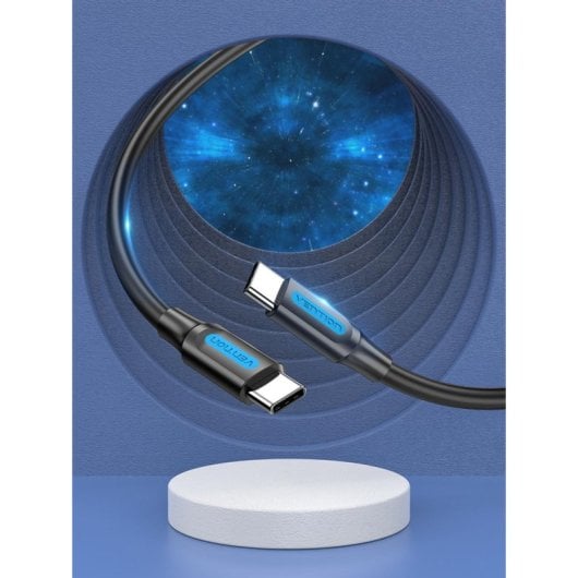 Cable USB 2.0 Vention COTBF USB-C a USB-C 5A 1m Negro 100W 480Mbps