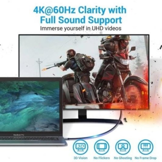 Cable Conversor HDMI 2.0 4K Vention CRBBF USB-C Macho a HDMI Macho 1m Negro