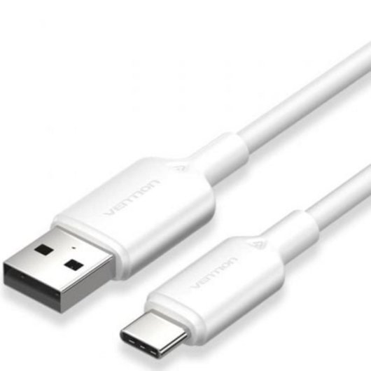 Cabo USB 2.0 Vention CTQWF Tipo-C Macho Branco 1m 3A 60W 480Mbps