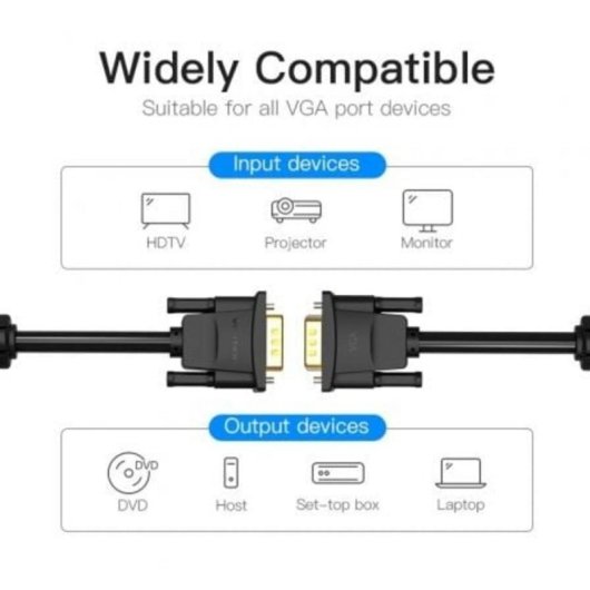 Cable VGA Vention DADBL 10m VGA macho a macho blindado negro 1080P 60Hz