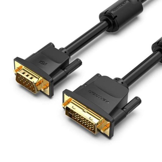 Cable conversor Vention EACBI DVI macho VGA macho 3m negro cubrecontactor dorado