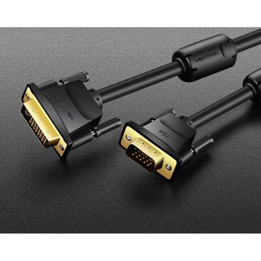 Cable conversor Vention EACBI DVI macho VGA macho 3m negro cubrecontactor dorado