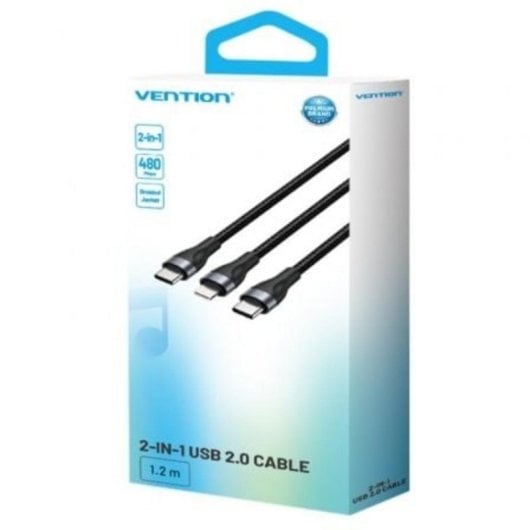 USB-C-Kabel Vention H17BAV 60W 480Mbps 1,2m Schwarz USB-C auf Lightning USB-C Kabel USB-C-Kabel Vention H17BAV 60W 480Mbps 1,2m Schwarz