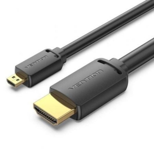 Cable Micro HDMI Vention AGIBG 2.0 1.5m 4K@60Hz Cobre Puro Chapado Oro Negro