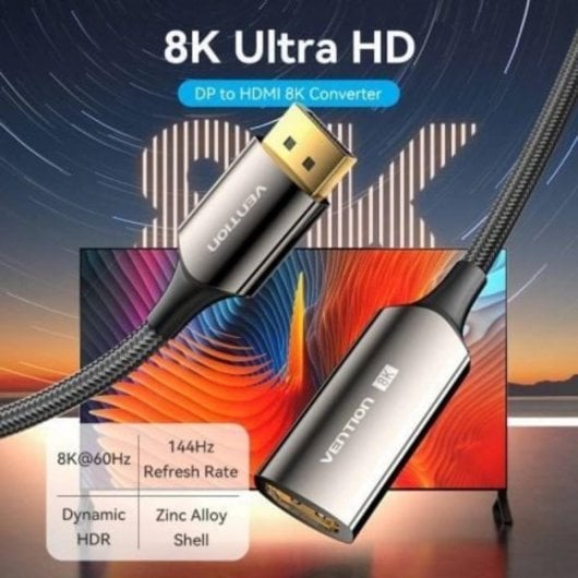 Kabeladapter Vention HFNBC DisplayPort DP1.4 zu HDMI 2.1 8K 25cm Schwarz
