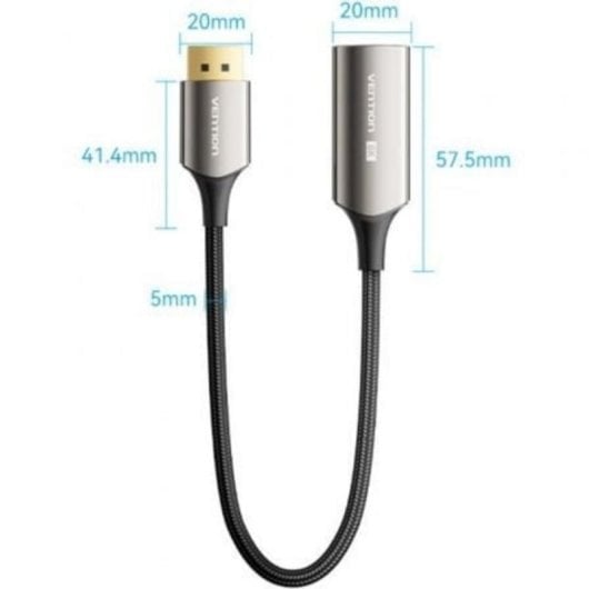 Kabeladapter Vention HFNBC DisplayPort DP1.4 zu HDMI 2.1 8K 25cm Schwarz