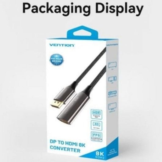 Kabeladapter Vention HFNBC DisplayPort DP1.4 zu HDMI 2.1 8K 25cm Schwarz