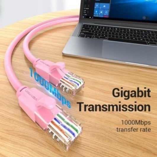 Cable de red Vention IBEPH Cat.6 RJ45 2m Rosa 1000Mbps PVC chapado en oro