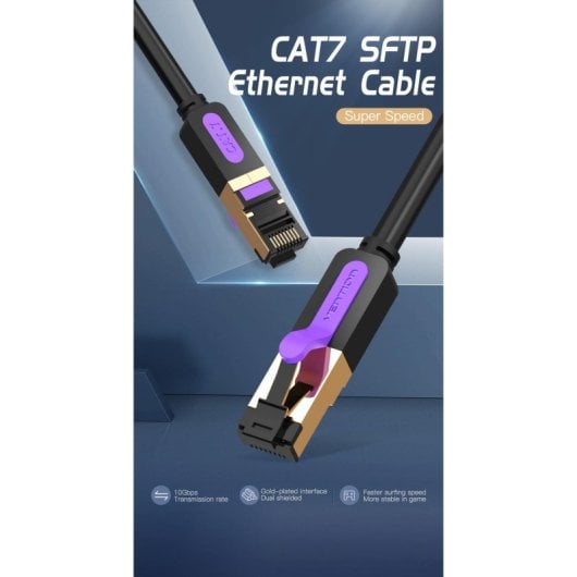 Cable de Red Vention ICDBF Cat7 1m S/FTP RJ45 8P8C Chapado en Oro Negro