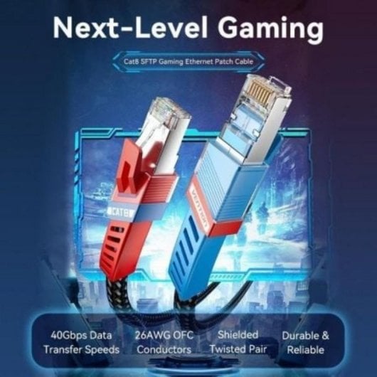 Cable de red Vention IKJBD Cat.8 50cm SFTP Gaming 40Gbps PVC Negro RJ45