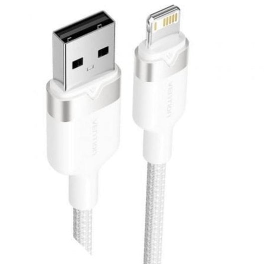 Cable USB Lightning Vention LANWF 1m Blanco 480Mbps Algodón trenzado 2.4A